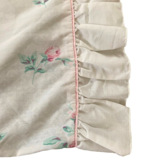 Vintage Standard Pillowcase JC Penney Pink Rose Floral Cottage Core Ruffle - Picture 2 of 4